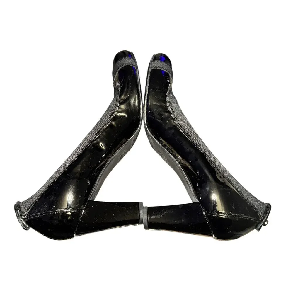 Stuart Weitzman Easily Pumps Women's Size 8.5 M Black Patent Leather Elastic
